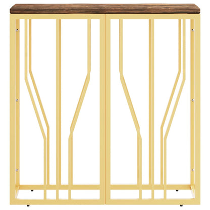 vidaXL Console plaquée en acier inoxydable doré et bois de récupération massif