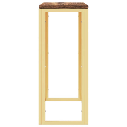 vidaXL Console plaquée en acier inoxydable doré et bois de récupération massif