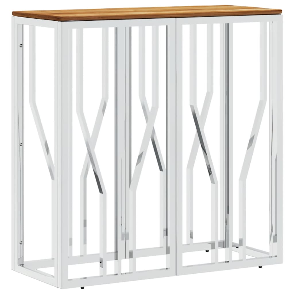 vidaXL Table console Argent Acier inoxydable et Bois d'acacia massif