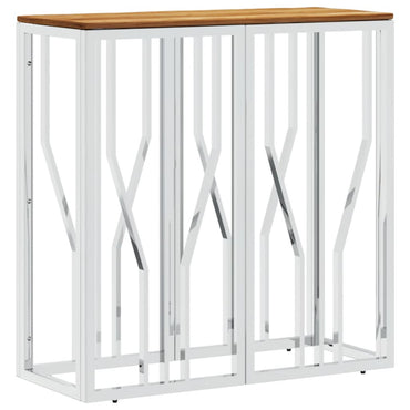 vidaXL Table console Argent Acier inoxydable et Bois d'acacia massif