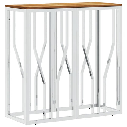 vidaXL Table console Argent Acier inoxydable et Bois d'acacia massif