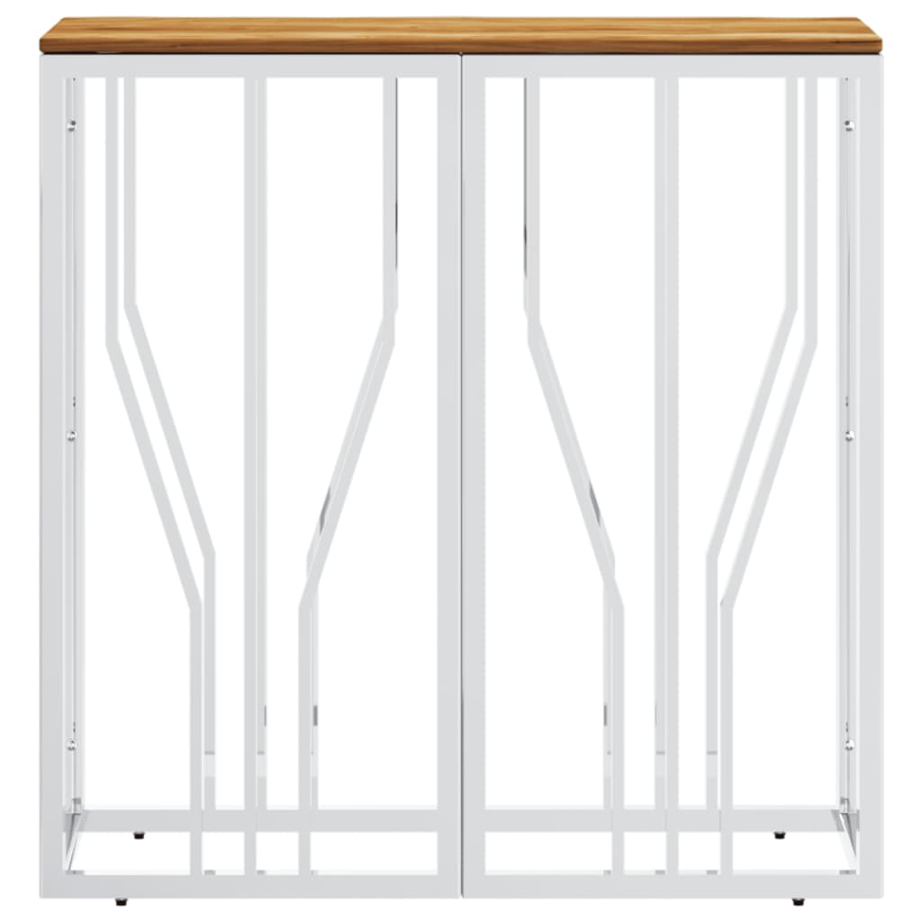 vidaXL Table console Argent Acier inoxydable et Bois d'acacia massif