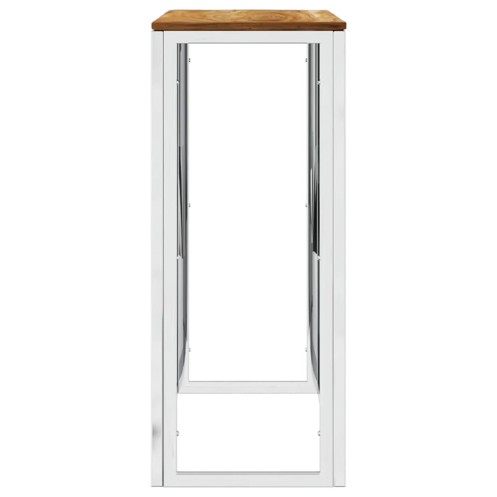 vidaXL Table console Argent Acier inoxydable et Bois d'acacia massif
