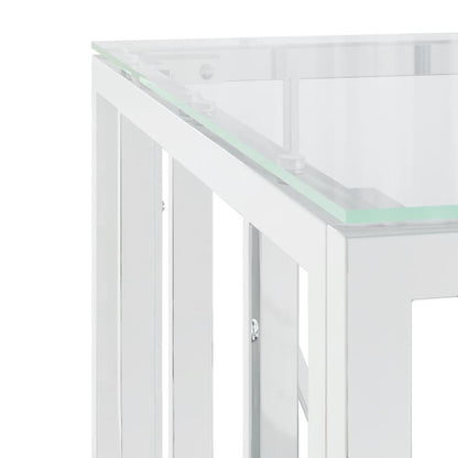 vidaXL Table basse argentée 50x50x50 cm acier inoxydable et verre