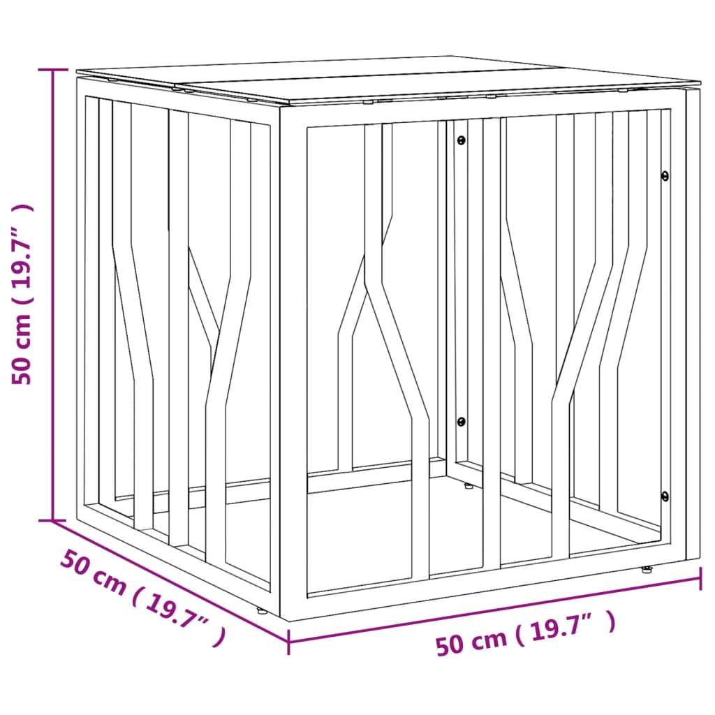 vidaXL Table basse argentée 50x50x50 cm acier inoxydable et verre