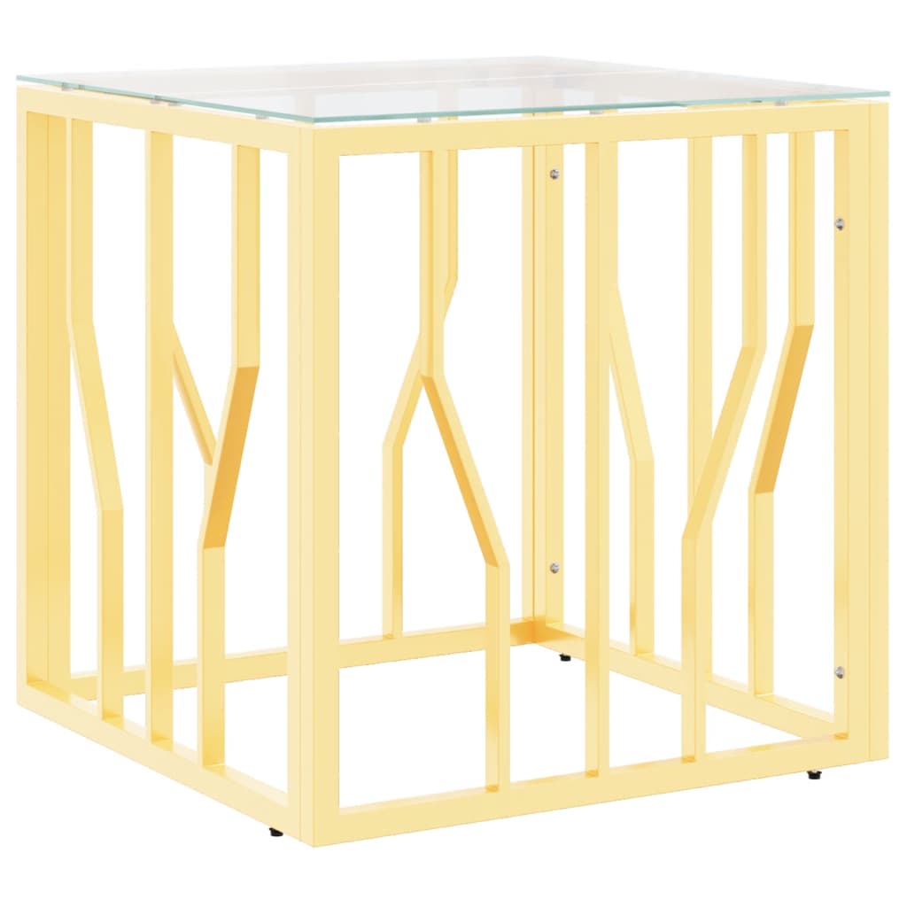 vidaXL Table basse dorée 50x50x50 cm en acier inoxydable et verre