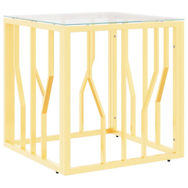 vidaXL Table basse dorée 50x50x50 cm en acier inoxydable et verre