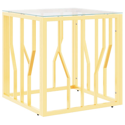 vidaXL Table basse dorée 50x50x50 cm en acier inoxydable et verre