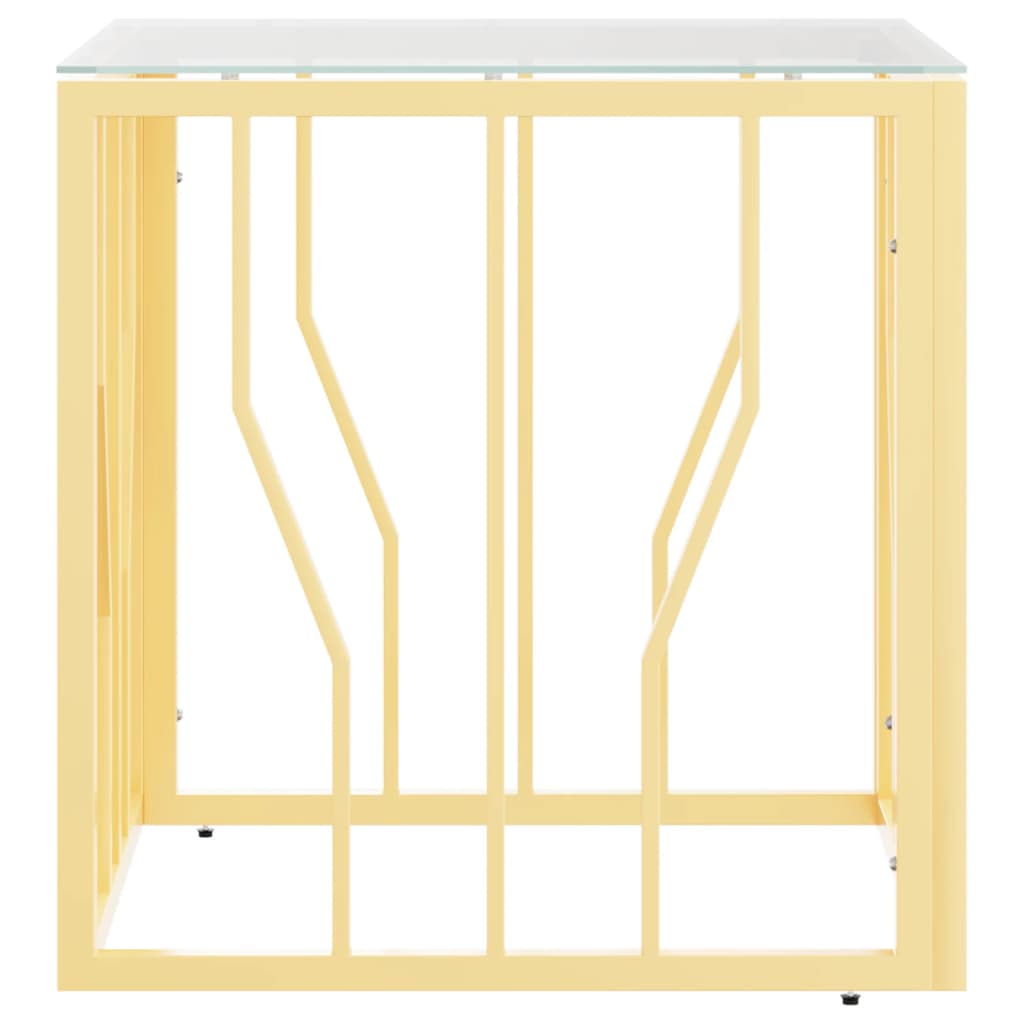 vidaXL Table basse dorée 50x50x50 cm en acier inoxydable et verre