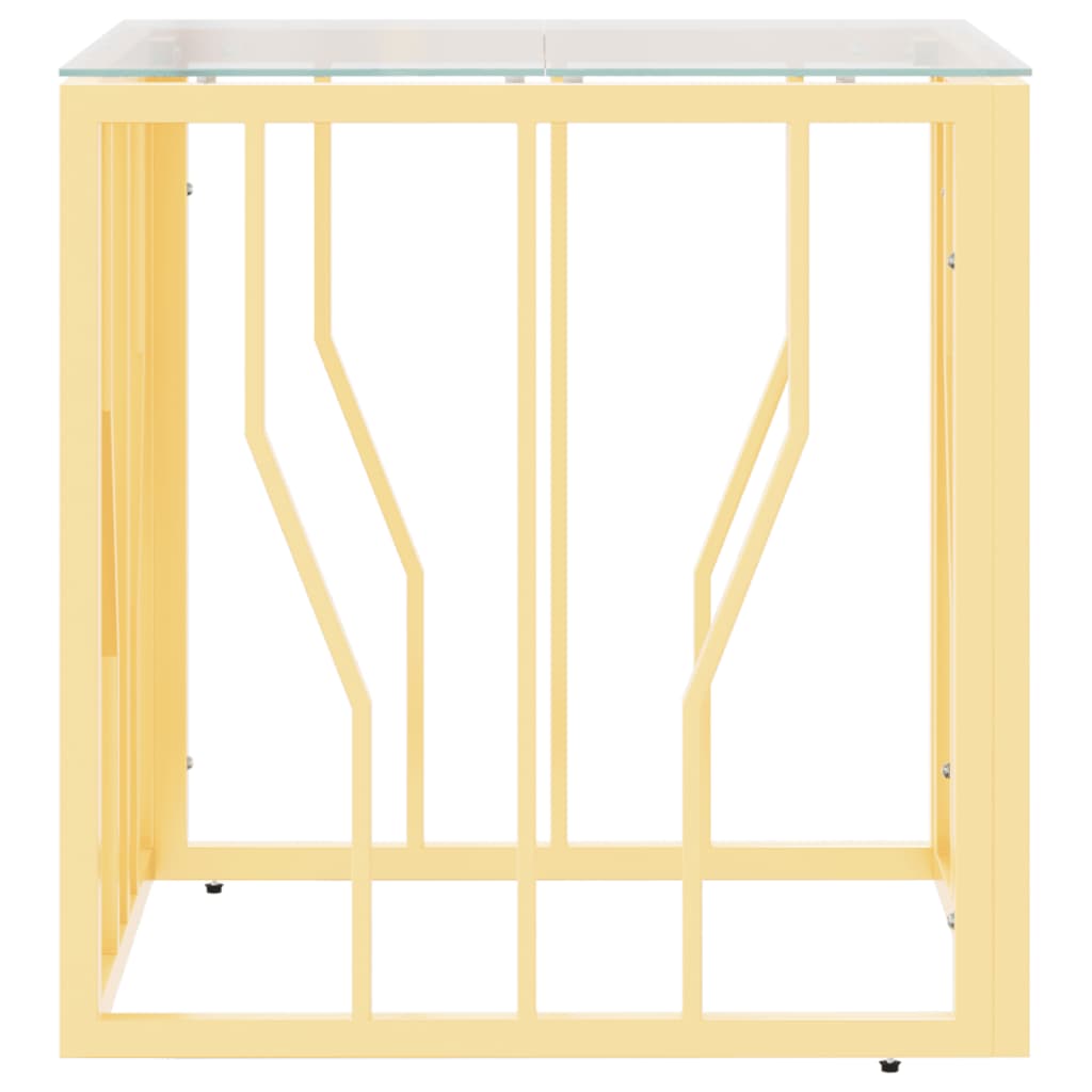 vidaXL Table basse dorée 50x50x50 cm en acier inoxydable et verre