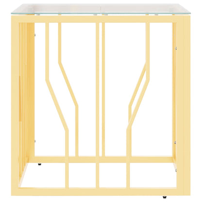 vidaXL Table basse dorée 50x50x50 cm en acier inoxydable et verre