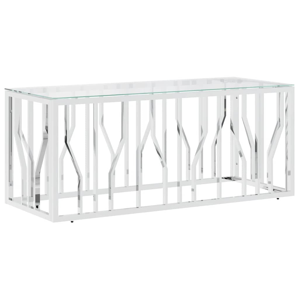 vidaXL Table basse 110x45x45 cm Acier inoxydable et Verre