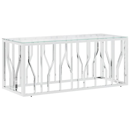 vidaXL Table basse 110x45x45 cm Acier inoxydable et Verre