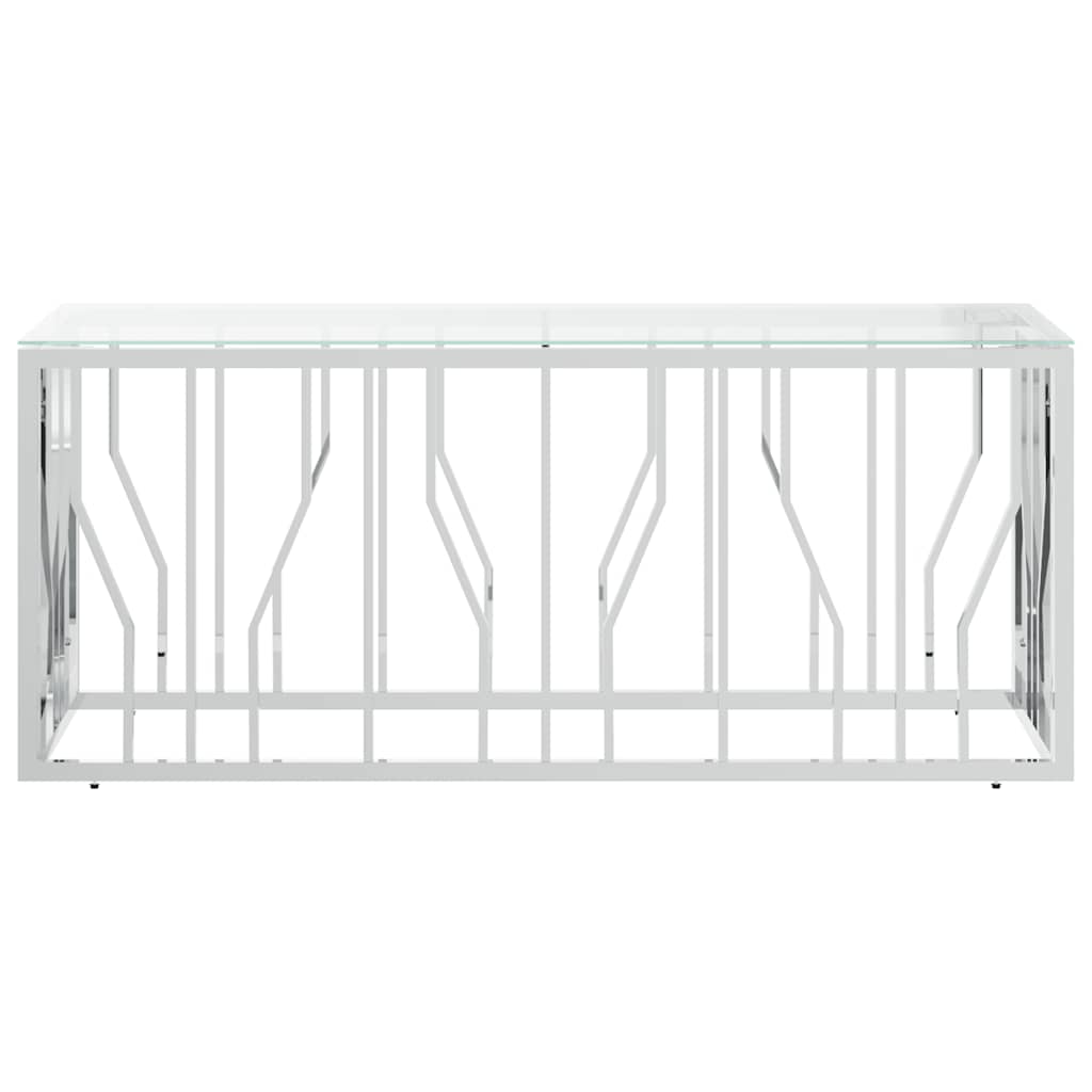 vidaXL Table basse 110x45x45 cm Acier inoxydable et Verre