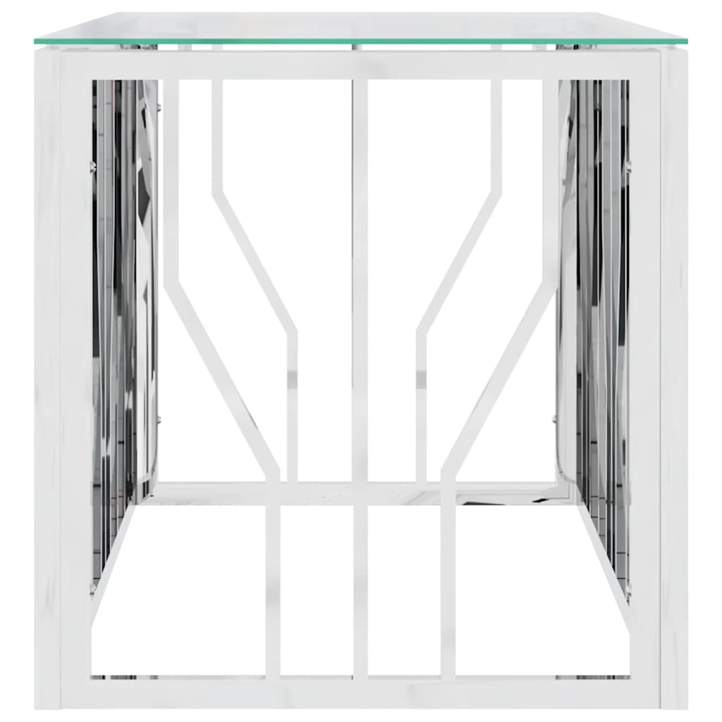 vidaXL Table basse 110x45x45 cm Acier inoxydable et Verre