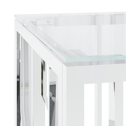 vidaXL Table basse 110x45x45 cm Acier inoxydable et Verre