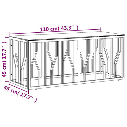 vidaXL Table basse 110x45x45 cm Acier inoxydable et Verre