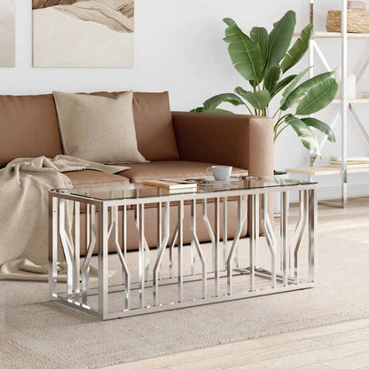 vidaXL Table basse 110x45x45 cm Acier inoxydable et Verre