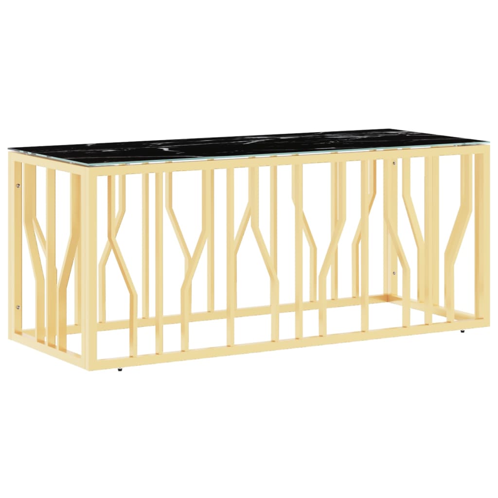 vidaXL Table basse dorée 110x45x45 cm en acier inoxydable et verre