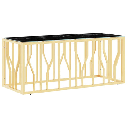 vidaXL Table basse dorée 110x45x45 cm en acier inoxydable et verre