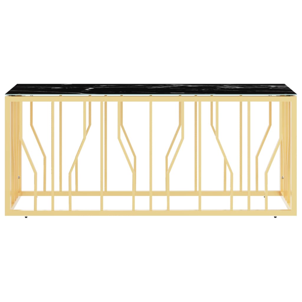 vidaXL Table basse dorée 110x45x45 cm en acier inoxydable et verre