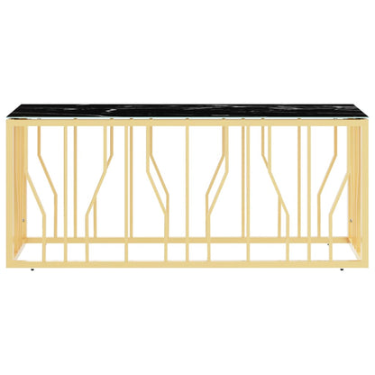 vidaXL Table basse dorée 110x45x45 cm en acier inoxydable et verre