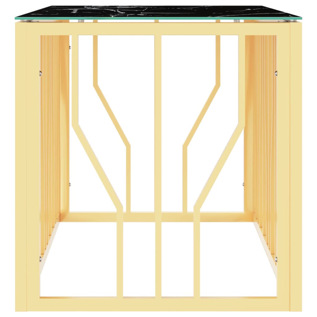 vidaXL Table basse dorée 110x45x45 cm en acier inoxydable et verre