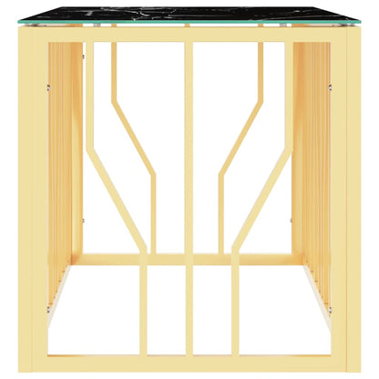 vidaXL Table basse dorée 110x45x45 cm en acier inoxydable et verre