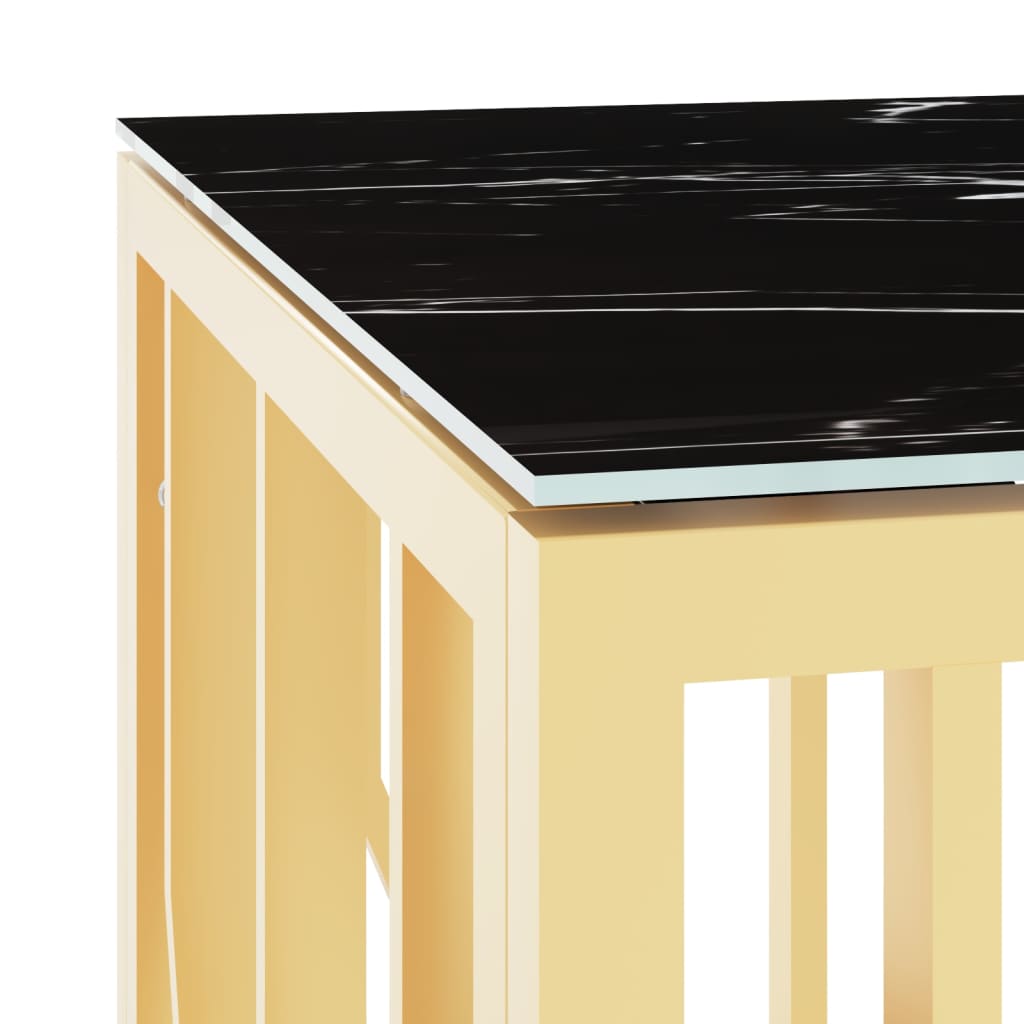 vidaXL Table basse dorée 110x45x45 cm en acier inoxydable et verre