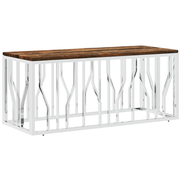 vidaXL Table basse en acier inoxydable et bois de récupération massif