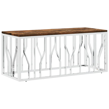 vidaXL Table basse en acier inoxydable et bois de récupération massif