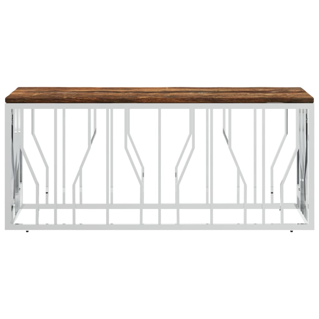 vidaXL Table basse en acier inoxydable et bois de récupération massif