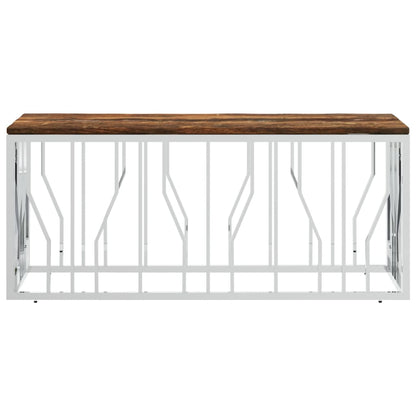 vidaXL Table basse en acier inoxydable et bois de récupération massif