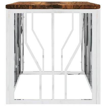 vidaXL Table basse en acier inoxydable et bois de récupération massif