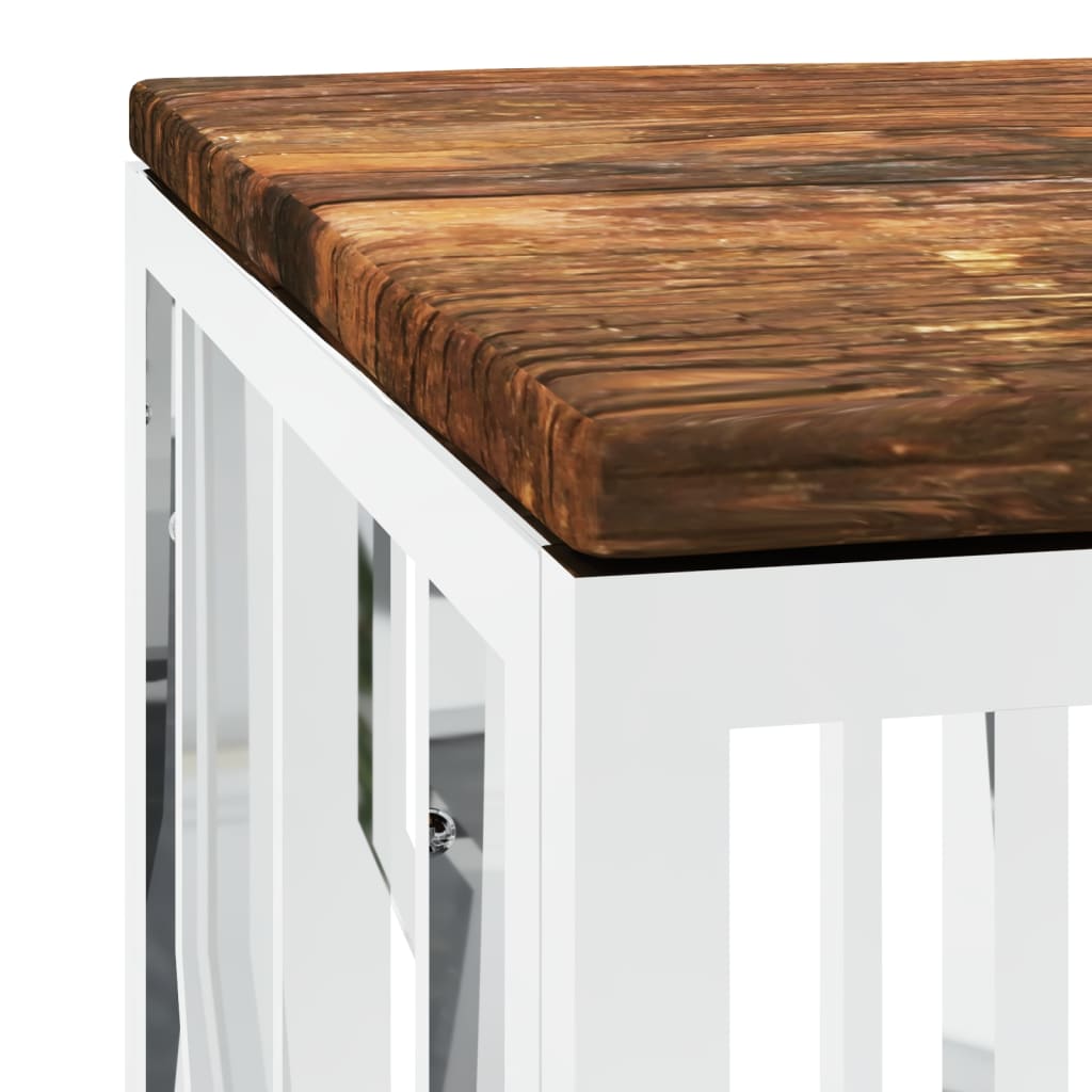 vidaXL Table basse en acier inoxydable et bois de récupération massif