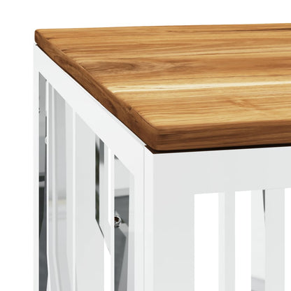 vidaXL Table basse argentée en acier inoxydable et bois d'acacia massif