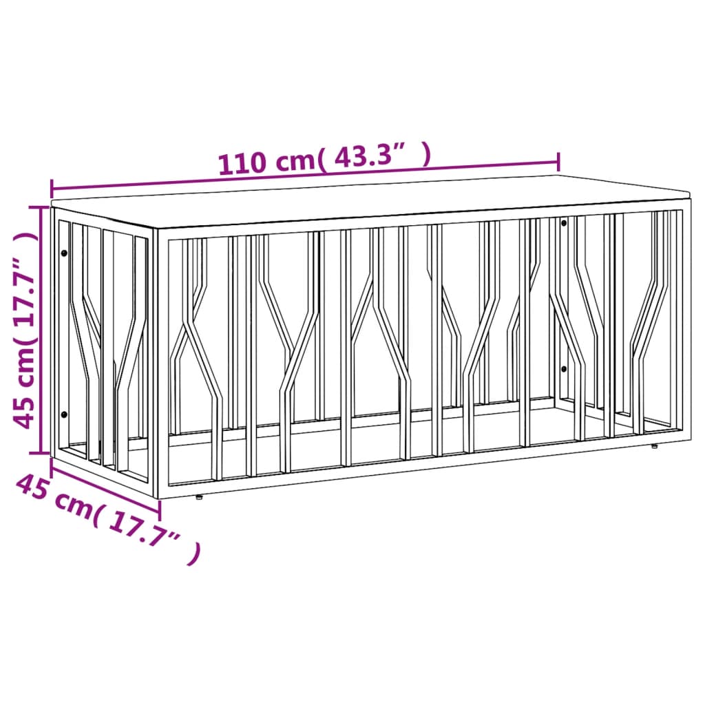 vidaXL Table basse argentée en acier inoxydable et bois d'acacia massif