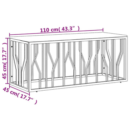 vidaXL Table basse argentée en acier inoxydable et bois d'acacia massif