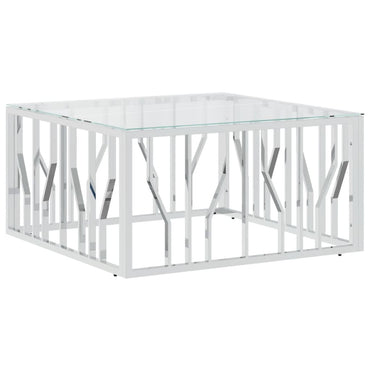 vidaXL Table basse 80x80x40 cm en acier inoxydable et verre