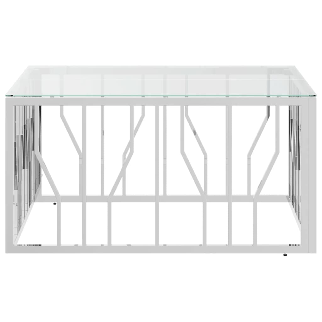 vidaXL Table basse 80x80x40 cm en acier inoxydable et verre