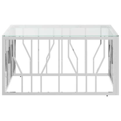 vidaXL Table basse 80x80x40 cm en acier inoxydable et verre