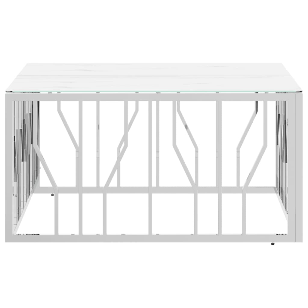 vidaXL Table basse argentée 80x80x40 cm en acier inoxydable et verre
