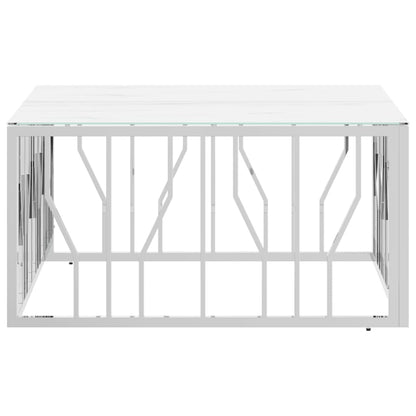 vidaXL Table basse argentée 80x80x40 cm en acier inoxydable et verre