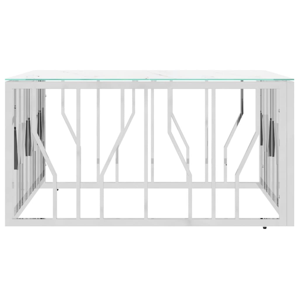 vidaXL Table basse argentée 80x80x40 cm en acier inoxydable et verre