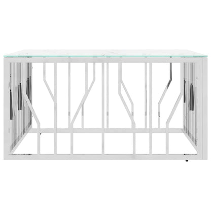vidaXL Table basse argentée 80x80x40 cm en acier inoxydable et verre