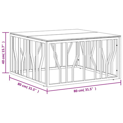 vidaXL Table basse argentée 80x80x40 cm en acier inoxydable et verre