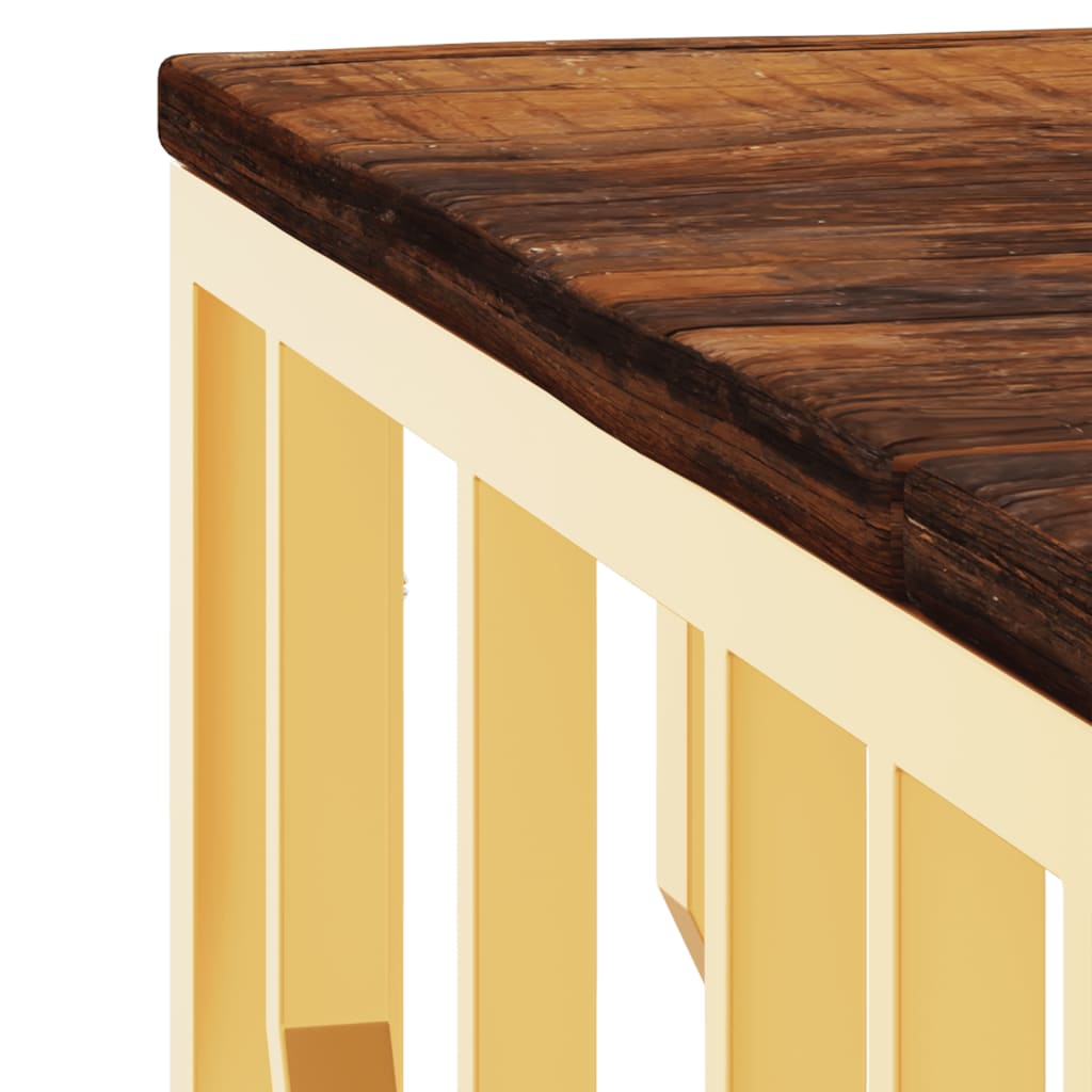vidaXL Table basse dorée en acier inoxydable et bois de récupération massif