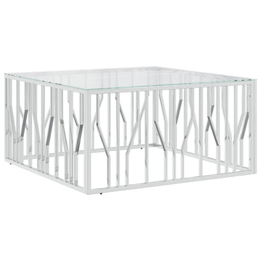 vidaXL Table basse 100x100x50 cm Acier inoxydable et verre