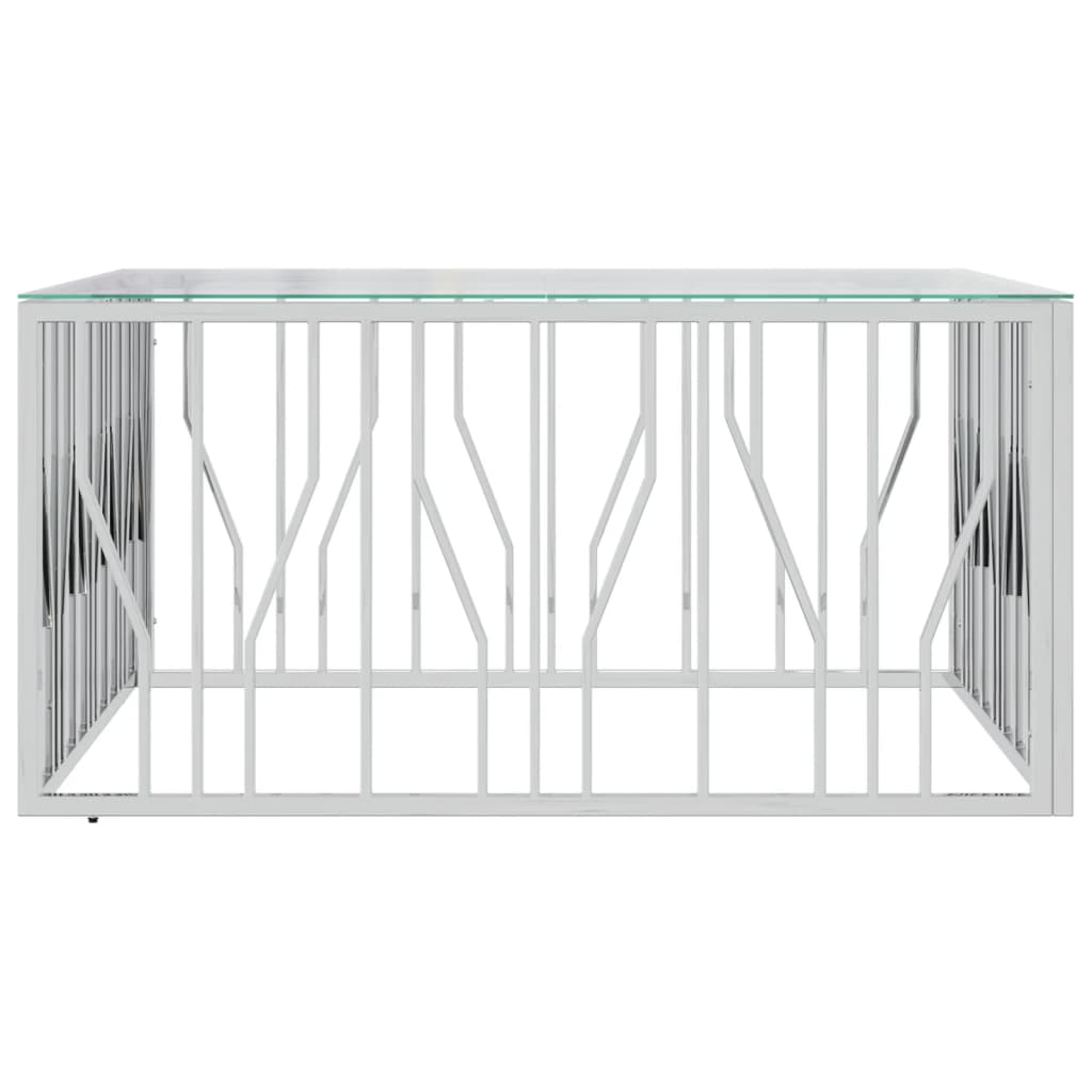 vidaXL Table basse 100x100x50 cm Acier inoxydable et verre