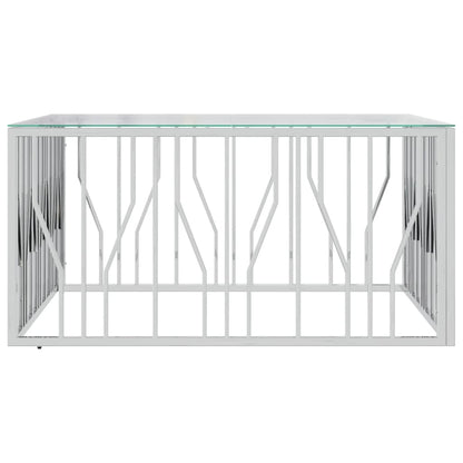 vidaXL Table basse 100x100x50 cm Acier inoxydable et verre